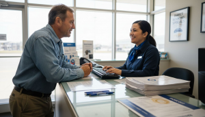 Traveler booking directly at rental office